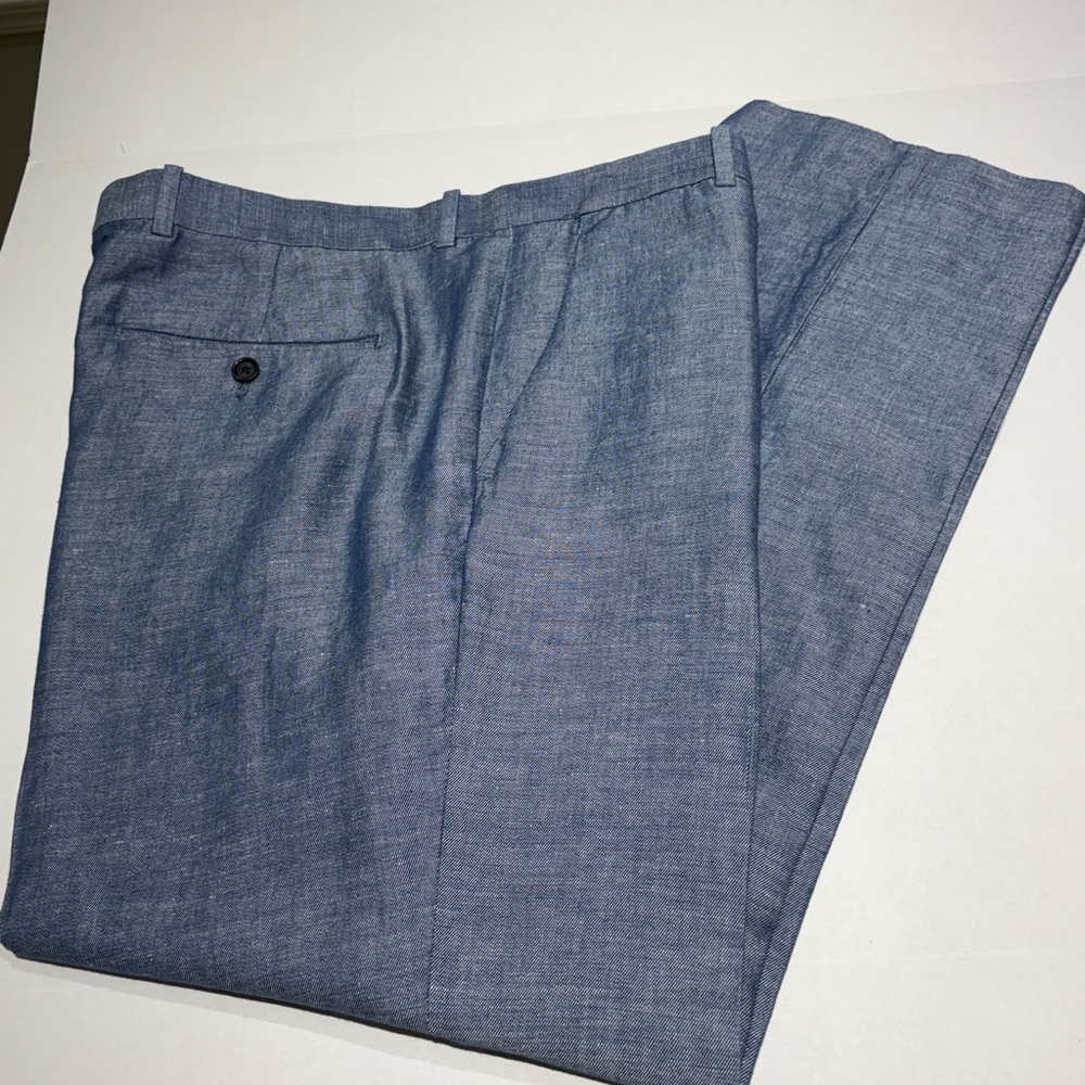 Perry Ellis Portfolio Men's Slacks Blue Linen